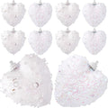 White Valentine's Day Heart Ornaments 10Pcs Glitter Sequin Heart Shaped Baubles Decoration Valentines Pearl Foam Hanging Decor(2.36in)