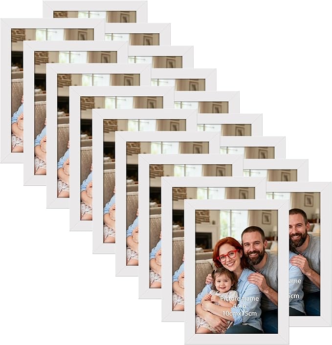 Giftgarden 4x6 Picture Frame Set of 18, Lightweight 4 by 6 Frames Bulk for Gallery, Office, Living Room Wall Photo Hanging and Tabletop Display, White