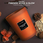 HomeLights Scented Candles - Large Jar Aromatherapy, Natural Soy Wax, 130 Hour Long Burning, Fireside Wood & Glow