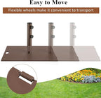 Tangkula 50LBS Patio Umbrella Base, Portable Outdoor Umbrella Base Stand, 24 Inches Square Umbrella Base Holder with 2 Tightening Knobs & 2 Wheels, Suitable for Backyard, Deck, Poolside, Patio (Brown)