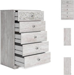 Signature Design by Ashley Paxberry Boho 5 Drawer Chest of Drawers, Whitewash