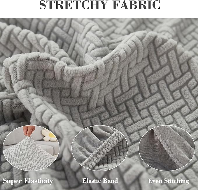 Sofa Covers Couch Covers for Sofa Pet Friendly Couch Cushion Covers Universal Sofa Covers Washable Stretch Slipcovers for Sectional Sofa (Texture Light Gray,Extra Large Single Seat Cover)