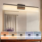 Wall-Mounted Bathroom Lighting Fixtures, 32 Inch 24W IP44 Black Modern Bathroom Vanity Light, 5CCT Adjustable (2700K–5000K), Dimmable LED Light Fixture, Dual-Sided, 180° Rotatable Angle, ETL