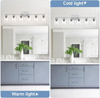 Modern Brushed Nickel 6 Light Bathroom Light Fixtures,38 inch Vanity Lights for Bathroom with Clear Glass, Vanity Light for Mirror Kitchen Living Room Hallway Cabinet Porch