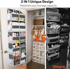 Over the Door Organizer 5 Tiers, Extra Large Behind Door Storage of 10 Compartments, 80 lbs Weight Capacity Over Door Organizer, Door Hanging Organizer for Closet, Diaper Organizer, Room storage | Behind Door Storage, Over Door Organizer, Room storage