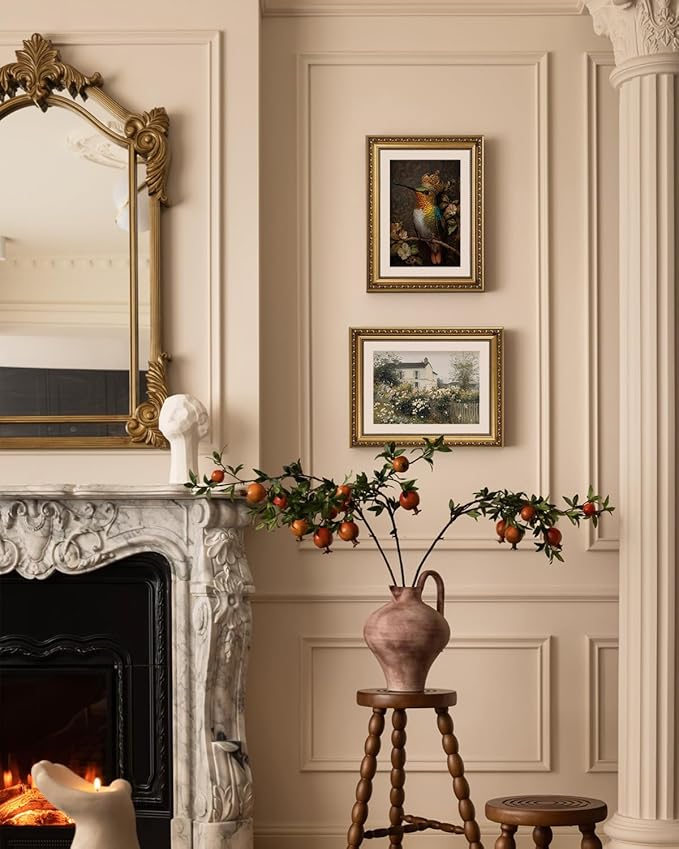 ARPEOTCY Royal Hummingbird Wall Art, Framed Jewel‑Tone Bird Painting Print, Ornate Gold Frame, 11×14 Inch Elegant Nature Décor for Living Room, Bedroom or Entryway