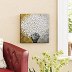YaSheng Art- 3D Thick Texture White Canvas Wall Art Hand-Painted Minimalism Abstract Artwork Oil Painting Home Decorations Modern bedroom Wall Art Ready to Hang 24x24inch