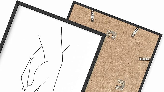 Holding Hands Wall Art Interlocking Fingers Connection Continuous Line Drawing 8x10 Inch Oak Wood Black Framed Modern Minimalist Unity Print for Bedroom