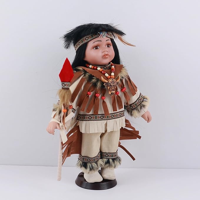 KINNEX COLLECTIONS SINCE 1997 12" Collectible Native American Indian Porcelain Doll - D12775 (Chetan)