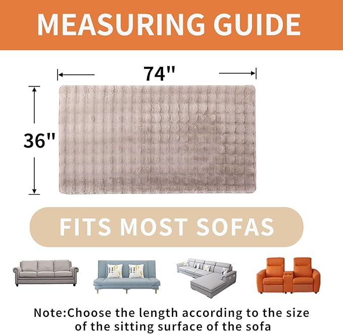 Waterproof Dog Bed Cover Non Slip Couch Cover for Dogs Washable Soft Faux Fur Sofa Cover Couch Covers for 3 Cushion Couch Sofa Pet Friendly (Khaki)