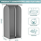 22” Gusseted Garment Bags for Hanging Clothes, Large Clear Window Clothes Cover for Closet Storage, Wardrobe Coat Protector for Suit, Shirt Long Dress, Bottom Enclosed, 2 Pack, 50” Long
