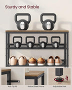 VASAGLE Shoe Rack for Entryway, 5-Tier Shoe Rack Organizer with Storage Shelves and Spacious Top, Freestanding, Adjustable, Industrial, Honey Brown and Ink Black ULBS038K01