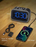 Super Loud Alarm Clock: 115dB Dual Alarms and 6 Alarm Sounds for Heavy Sleepers - Adult Shift Workers in Bedroom or Daily Wake-Up Use - Blue Digits