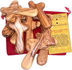 10 Olive Wood Holding Hand Crosses with Gift Bags (With Red or Black Velvet Bag ) From Bethlehem