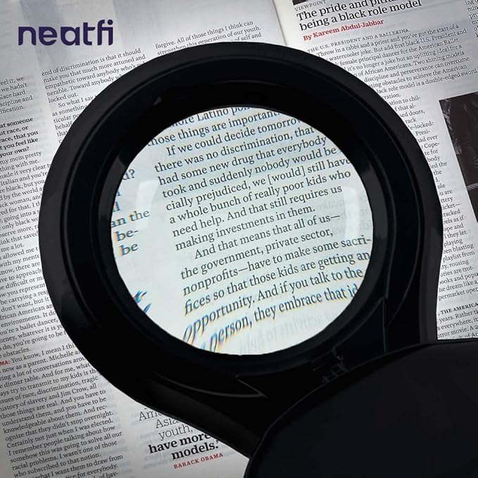 Neatfi 1,200 Lumens LED Magnifying Lamp with Clamp – 5-Inch Lens, 8 Diopter, Dimmable, Adjustable Arm, Includes Microfiber Cloth, Lamp for Reading, Sewing, Crafting (Black, 8 Diopter)