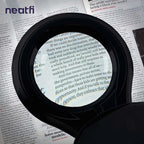 Neatfi 1,200 Lumens LED Magnifying Lamp with Clamp – 5-Inch Lens, 8 Diopter, Dimmable, Adjustable Arm, Includes Microfiber Cloth, Lamp for Reading, Sewing, Crafting (Black, 8 Diopter)