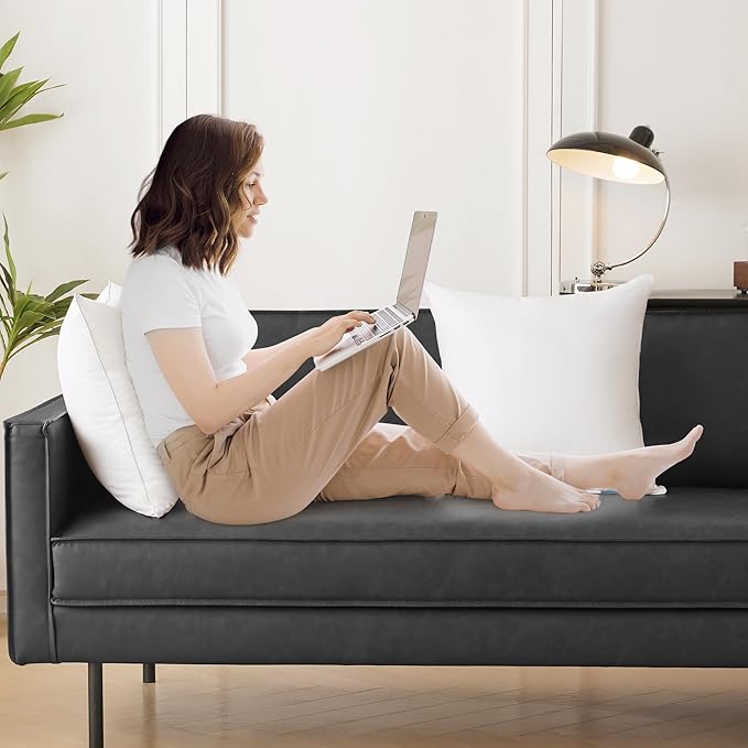 Oubonun 24x24 Square Pillow Inserts (Set of 2) - 100% Cotton Cover - Decorative Interior Sofa Pillow Pair - White