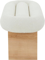 SAFAVIEH Couture Collection Carsen Mid-Century Modern Ivory Boucle/Natural Oval Bench (Fully Assembled)
