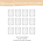 Glasseam Glass Hurricane Candle Holder: Ribbed Cylinder Candle Holders Set of 12 Clear Pillar Candle Holders for Table Centerpiece Modern Floating Candle Vases for Decor Wedding ChristmasParty 3.94’’