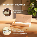 Shizu Sandalwood Incense Sticks – Artisanal Temple Grade Japanese Incense with Brass Holder – Calming Scent for Relaxation, Meditation & Home Spa, Elegant Gift Set (60 Sticks)