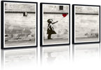 Novatique Banksy Street Wall Art Modern Graffiti Canvas Wall Art Teenager Street Art Painting Banksy Posters Prints for Living Room Bedroom,12" x 16" x 3Pcs