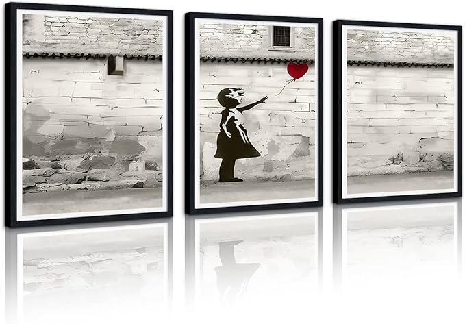 Novatique Banksy Street Wall Art Modern Graffiti Canvas Wall Art Teenager Street Art Painting Banksy Posters Prints for Living Room Bedroom,12" x 16" x 3Pcs