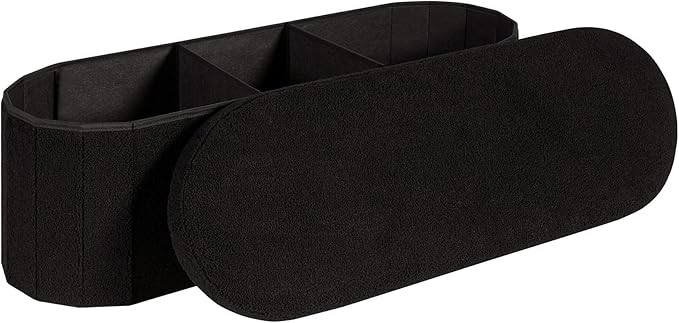 43.3 Inches Collapsible Ottoman with Storage, Bench with Storage Ottoman for Living Room, Bedroom & Entryway-Black