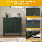 Large Green 3 Drawer Dresser, Painted 30 Inch Tall Wood Nightstand with Storage, Wide Modern Chest of Drawers with Ball Bearing Slide for Bedroom Hallway Living Room Entryway Office