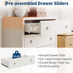 IDEALHOUSE Dresser for Bedroom with 5 Drawers, White Chest of Drawers with Storage, Tall Nightstand with Metal Handles, Side End Table, Accent Storage Cabinet for Living Room, Entryway