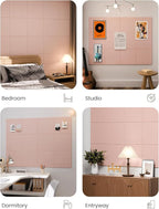 Fluxynara Large Felt Bulletin Board 48" x 36" Cork Board Alternative-12 Pack with 70 Safe Removable Adhesive Tabs, Cork Boards for Walls Cork Board for Home Office Classroom Pin Board - Pink