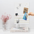 Navaris Fabric Memo Bulletin Board - 12" x 17" Velvet Memory Board for Wall to Display Photo Collages, Pictures, Notes - Includes 6 Push Pins - White