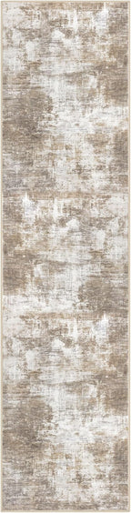 IOHOUZE Abstract Runner Rug 3x12 Ft Washable Runners for Hallways, Non Slip Kitchen Runner Printed Faux Wool Entryway Runner Indoor, Modern Abstract Floor Carpet for Hall Kitchen, Beige Brown