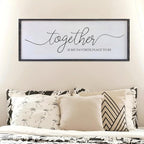 Surfapans Together Is My Favorite Place to Be Sign Wall Decor 32"X12" Bedroom Above Bed Rustic Large Beautiful Home Master Room Beautiful Soild Wood Framed Over Bed Hanging Couple Wall Art (Black)
