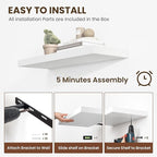 36 Inch Floating Shelves, 12 Inch Deep Floating Shelves for Wall, Floating Shelf with Invisible Brackets, Large Deep Wall Shelves for Bathroom, Bedroom, Living Room, 2 Pack, White