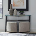 Liberty Furniture Capri Glass Top Alt 3 Piece Set - Sofa Table, 2 Upholstered Ottomans - Espresso