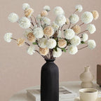 10 Pcs Fake Flowers, Artificial Mums With Long Stems, Faux Pompon Mums Floral Arrangement, 2 Mixed Colors Plastic Flowers Silk Dried Flowers Home Decor, Fall Decorations For Home Vase(No Vase)
