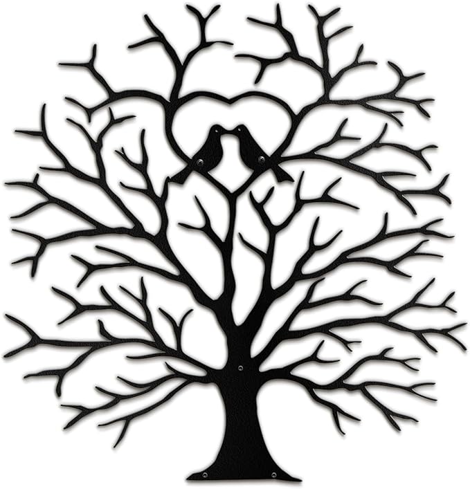 SIGNLEADER Metal Wall Art Decor Heart-Shaped Tree of Love Abstract Wall Sculpture Hangings Home Decoration for Living Room, Bedroom, Bathroom, Kitchen, Outdoor - 30" Black