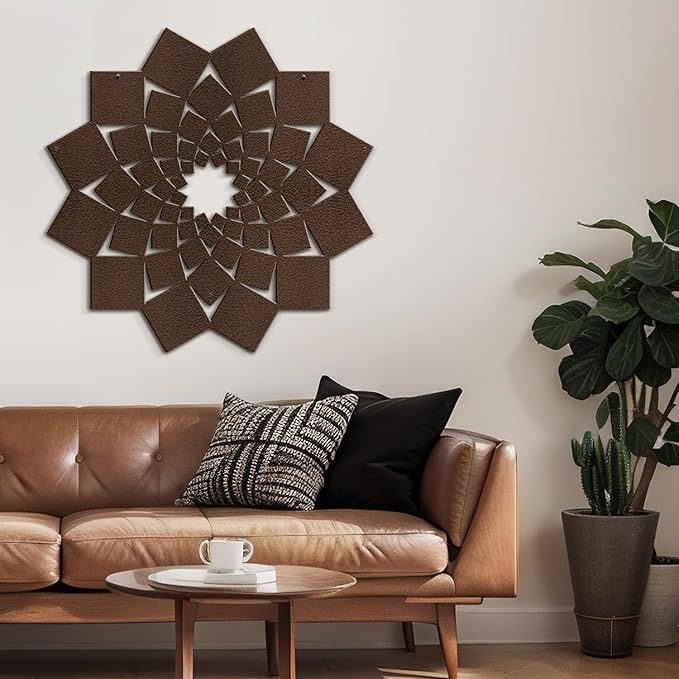 SIGNLEADER Metal Wall Art Decor Abstract Lotus Flower Minimalist Modern Abstract Wall Sculpture Hangings Home Decoration for Living Room, Bedroom, Bathroom, Kitchen, Outdoor - 18" Bronze