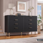 GarveeHome 8 Drawer Dresser for Bedroom, Fluted 55 in Wide Modern Chest of Drawers with Deep Drawers, Wooden Dresser Organizer for Living Room, Hallway, Kids Room, Black