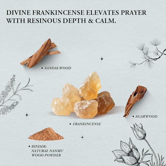 Frankincense Incense Sticks Charcoal-Free Purifying - Natural Sacred Scent for Meditation, Prayer & Spiritual Cleansing - New Year & Housewarming Gift Set