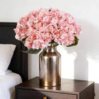 Kimura's Cabin 6pcs Pink Fake Hydrangea Flowers Artificial Silk Hydrangea Bouquets Faux Hydrangea with Stems for Wedding Home Party Table Core Decoration (Pink, Pack of 6)