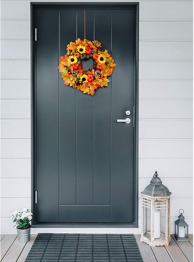 Hotop 15 Inch 6 Pcs Wreath Hangers for Front Door Over The Door Hanger Hooks Steel Wreath Doors Hangers Clothes Towel Hooks Holder for Christmas Halloween Front Decorations Welcome Sign(Bronzed)