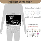 Deer & Forest Lamp Shade Acrylic Bead Droplets, Black Drum Fabric Light Shade for Ceiling Pendant Table & Floor Lamps, Decor & Gift for Wild Animal Nature Lover, 11.8in