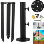 Patio Umbrella Stand Base,Heavy Duty Outdoor Umbrella Holder,Metal Grass Umbrella Ground Stake, Steel Outdoor Umbrella Base for Decks,Patios,Lawn,Docks