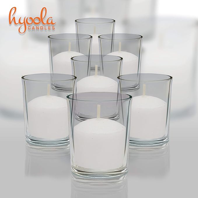 Hyoola Votive Candles - 10 Hour Burn Time - Unscented Candles Votives Bulk - Pack of 50 White Candles - European Made