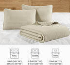 WRENSONGE Queen Quilt-3 Pieces Lightweight Bedspreads Beige Queen Size Quilt Bedding Set for All Seasons,Soft Summer Coverlet with 2 Pillow Shams, Couch