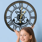 24 Inch Wall Clock, Anchor Wall Clock, Silent Non Ticking, Battery Operated Large Decor Clocks for Living Room Decor, Kitchen, Office (Nautical Style)