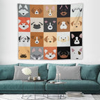VUMIVI Dog Tapestry Funny Cartoon Pet Patterns Colorful Illustrations Square Animals Tapestry Wall Hanging for Living Room Bedroom Dorm Classroom Aesthetic Decor W60xL50in