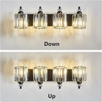 4-Light Black Bathroom Light Fixtures Over Mirror Modern Vanity Lights Crystal Wall Sconce Vintage Bathroom Lighting with Crystal Shade E26 Base for Bedroom, Living Room, Hallway