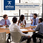 Sturdy Conference Table with Cable Management Grommets Modern Rectangle Office Meeting Table with Wood Tabletop and Metal Frame & Legs- Easy Assembly Boardroom Table (Natural, 10 Foot)